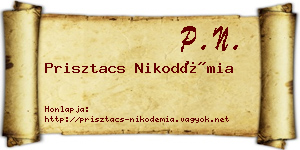 Prisztacs Nikodémia névjegykártya
